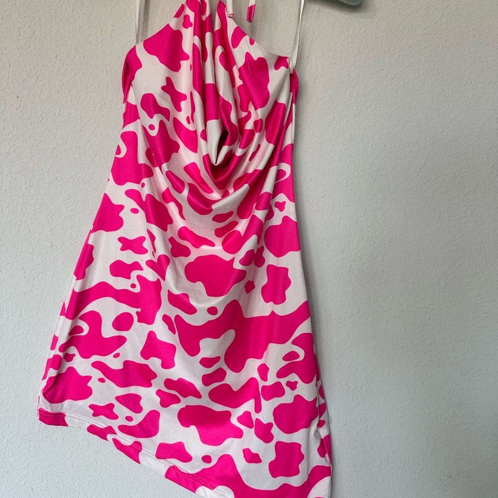 Pink and White Cow Print Dress